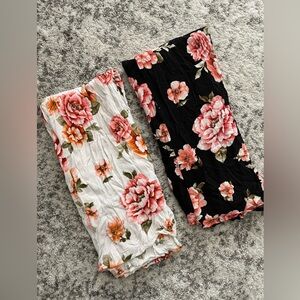 Petite Floral Black White Maxi Dresses - Set of 2 - Small